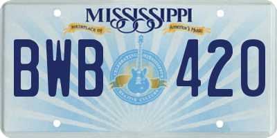 MS license plate BWB420