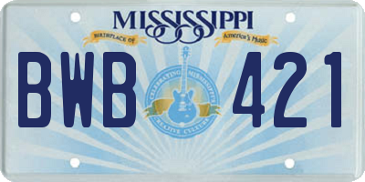 MS license plate BWB421