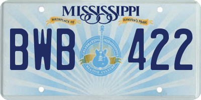 MS license plate BWB422