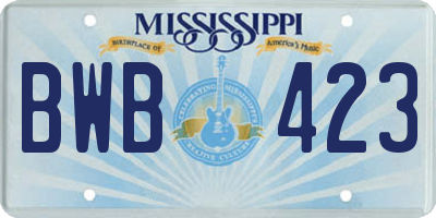MS license plate BWB423