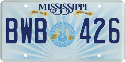 MS license plate BWB426