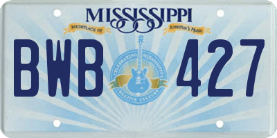 MS license plate BWB427