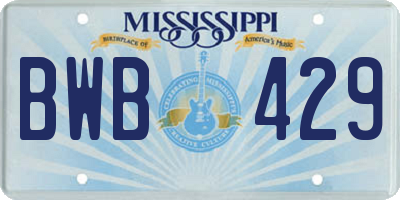 MS license plate BWB429