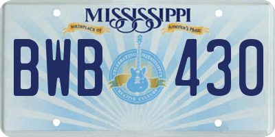 MS license plate BWB430