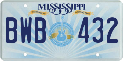 MS license plate BWB432