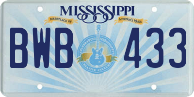 MS license plate BWB433