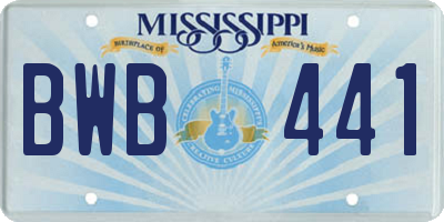 MS license plate BWB441