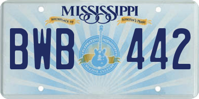 MS license plate BWB442
