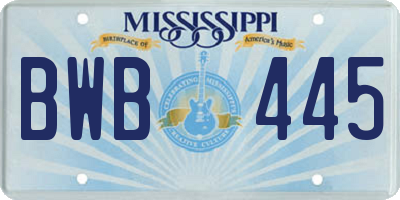 MS license plate BWB445
