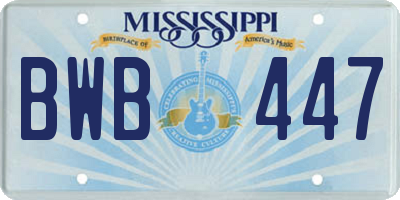 MS license plate BWB447
