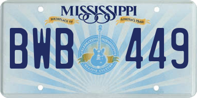 MS license plate BWB449