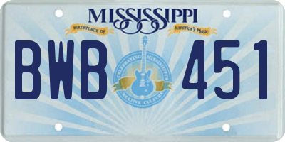 MS license plate BWB451