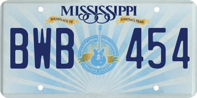 MS license plate BWB454