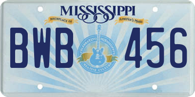MS license plate BWB456