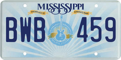 MS license plate BWB459