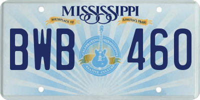 MS license plate BWB460