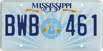 MS license plate BWB461