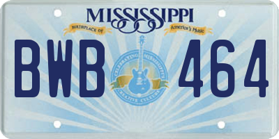 MS license plate BWB464