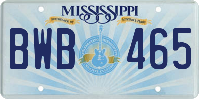 MS license plate BWB465