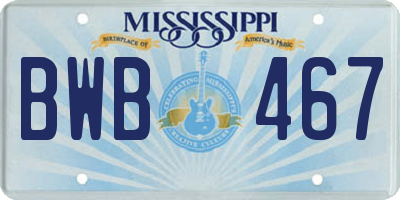 MS license plate BWB467