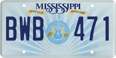 MS license plate BWB471