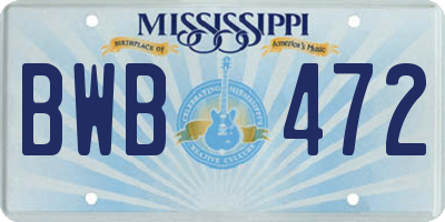 MS license plate BWB472