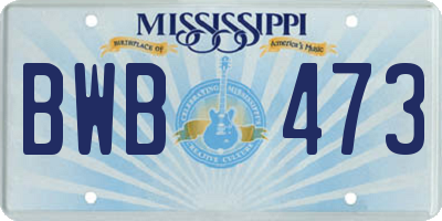 MS license plate BWB473