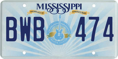 MS license plate BWB474