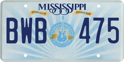 MS license plate BWB475