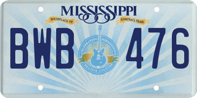 MS license plate BWB476