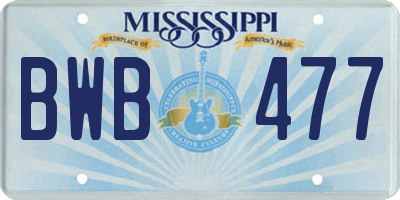 MS license plate BWB477
