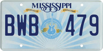 MS license plate BWB479