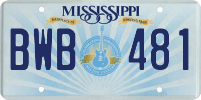 MS license plate BWB481