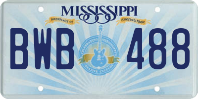 MS license plate BWB488