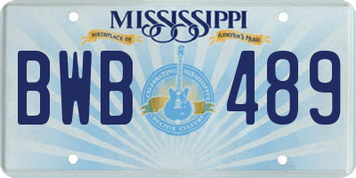 MS license plate BWB489