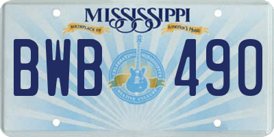 MS license plate BWB490