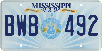 MS license plate BWB492