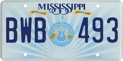 MS license plate BWB493