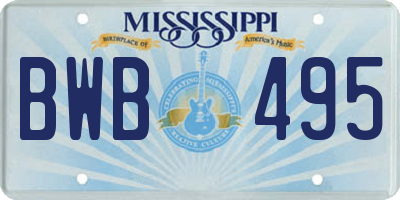 MS license plate BWB495
