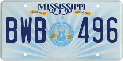 MS license plate BWB496