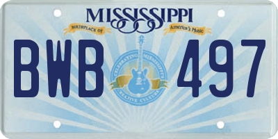 MS license plate BWB497