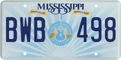 MS license plate BWB498