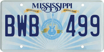 MS license plate BWB499