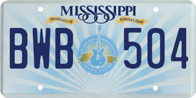 MS license plate BWB504