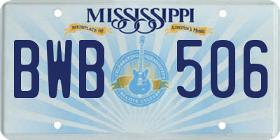 MS license plate BWB506