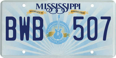MS license plate BWB507