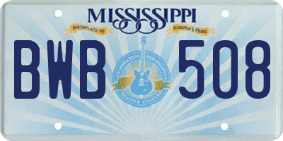 MS license plate BWB508