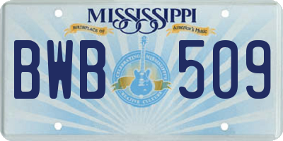MS license plate BWB509