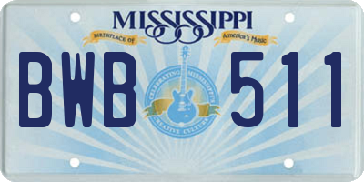MS license plate BWB511