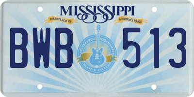 MS license plate BWB513